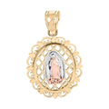 Made in America 10K Yellow, White and Rose Gold 13.75x19.00mm Religious Pendant 0.80 Grams - Sticky add to cart bar