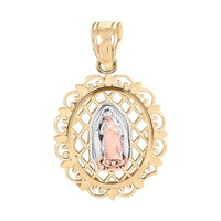 Made in America 10K Yellow, White and Rose Gold 13.75x19.00mm Religious Pendant 0.80 Grams