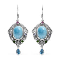 Artisan Crafted Larimar and Multi Gemstone Earrings in Sterling Silver 16.00 ctw - Sticky add to cart bar