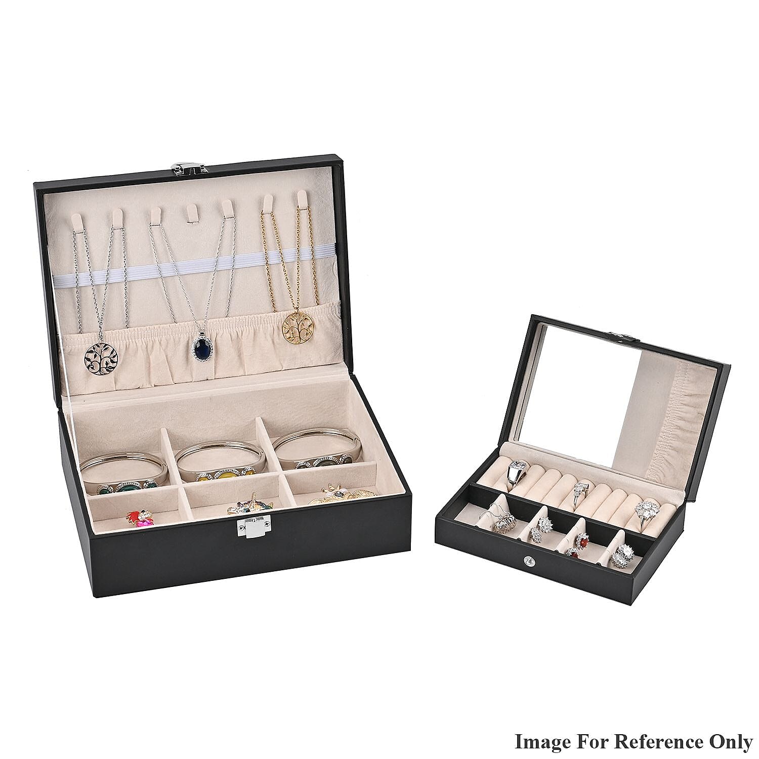 Black Faux Leather New design Set of 2 Jewelry Box