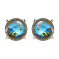 Malagasy Labradorite 5.15 ctw Solitaire Stud Earrings in Sterling Silver - Sticky add to cart bar