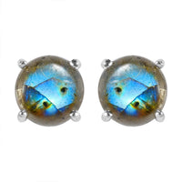 Malagasy Labradorite 5.15 ctw Solitaire Stud Earrings in Sterling Silver