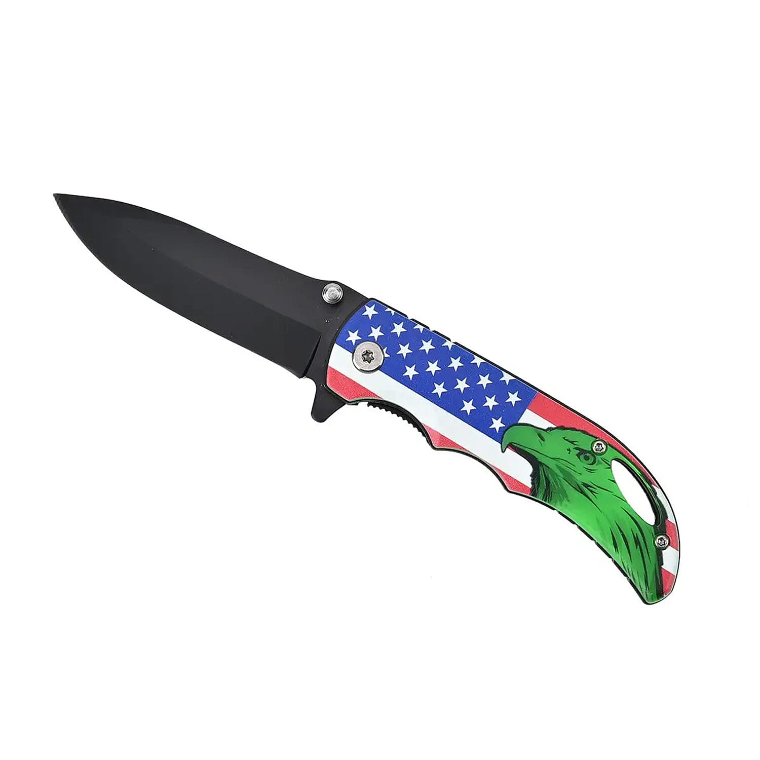 Portable Flag Printed Pattern Folding Knife with Black Blade (Stainless Steel)