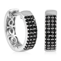 Thai Black Spinel Hoop Earrings in Platinum Over Sterling Silver 0.75 ctw