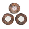 Bronze Color Sunburst Wall Colock (9.84"x9.84") (1xAA Battery Not Included) and 2pcs Mirror (9.84"x9.84") - Sticky add to cart bar