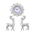 Silver Color Fancy Wall Colock (9.76"x9.76") (1xAA Battery Not Included) and 2pcs Deer Decor (5.9"x9.84") - Sticky add to cart bar