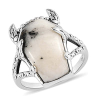 Artisan Crafted White Buffalo Bull Head Ring in Sterling Silver (Del. in 5-7 Days) 12.00 ctw