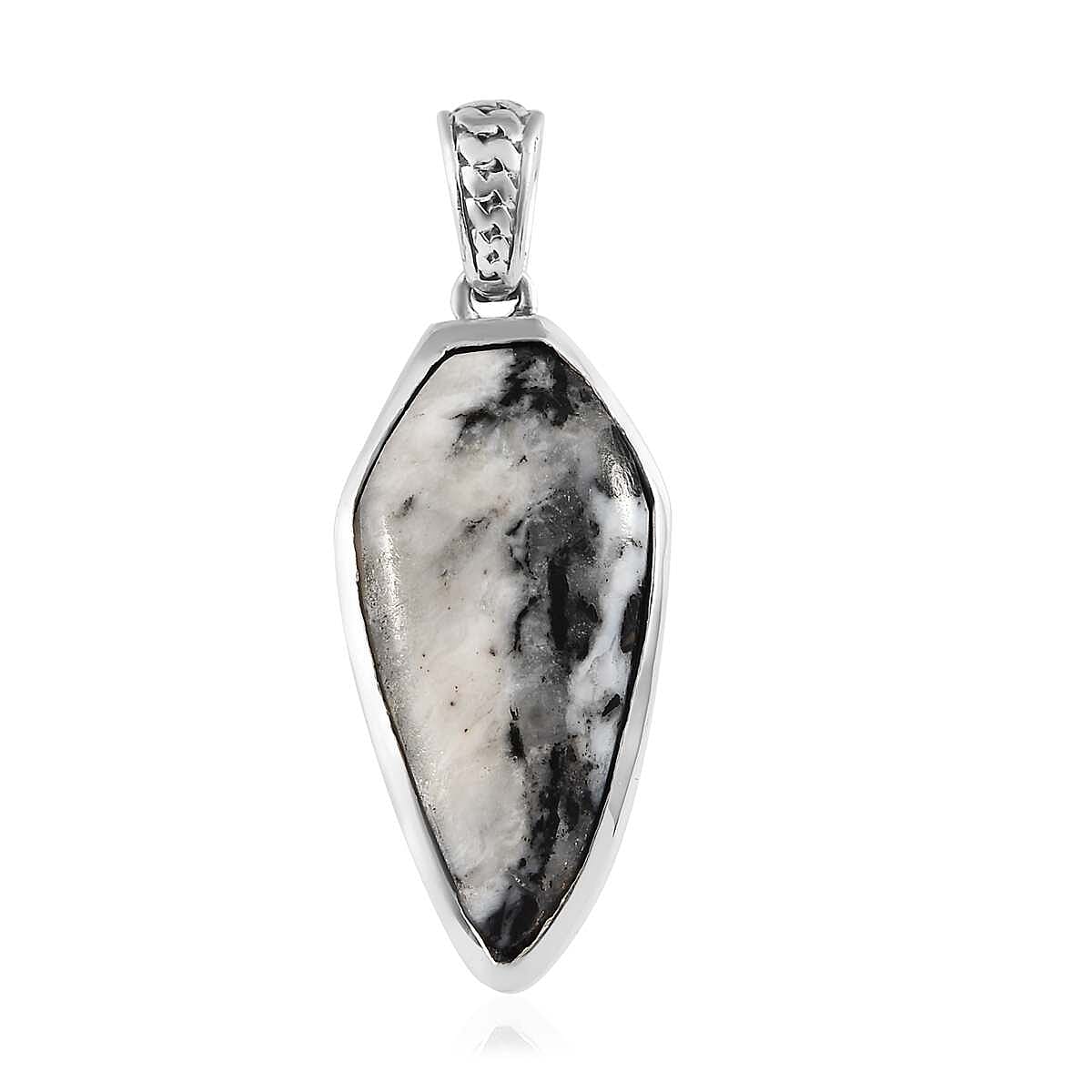 Artisan Crafted White Buffalo Solitaire Pendant in Sterling Silver 15.85 ctw