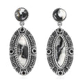 D'Joy Artisan Crafted White Buffalo and Thai Black Spinel Dangle Earrings in Sterling Silver 9.60 ctw - Sticky add to cart bar