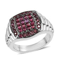 Lotus Garnet Men's Ring in Stainless Steel (Size 10.0) 1.30 ctw - Sticky add to cart bar