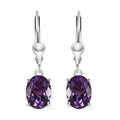 Premium Uruguayan Amethyst Lever Back Earrings in Platinum Over Sterling Silver 2.40 ctw - Sticky add to cart bar
