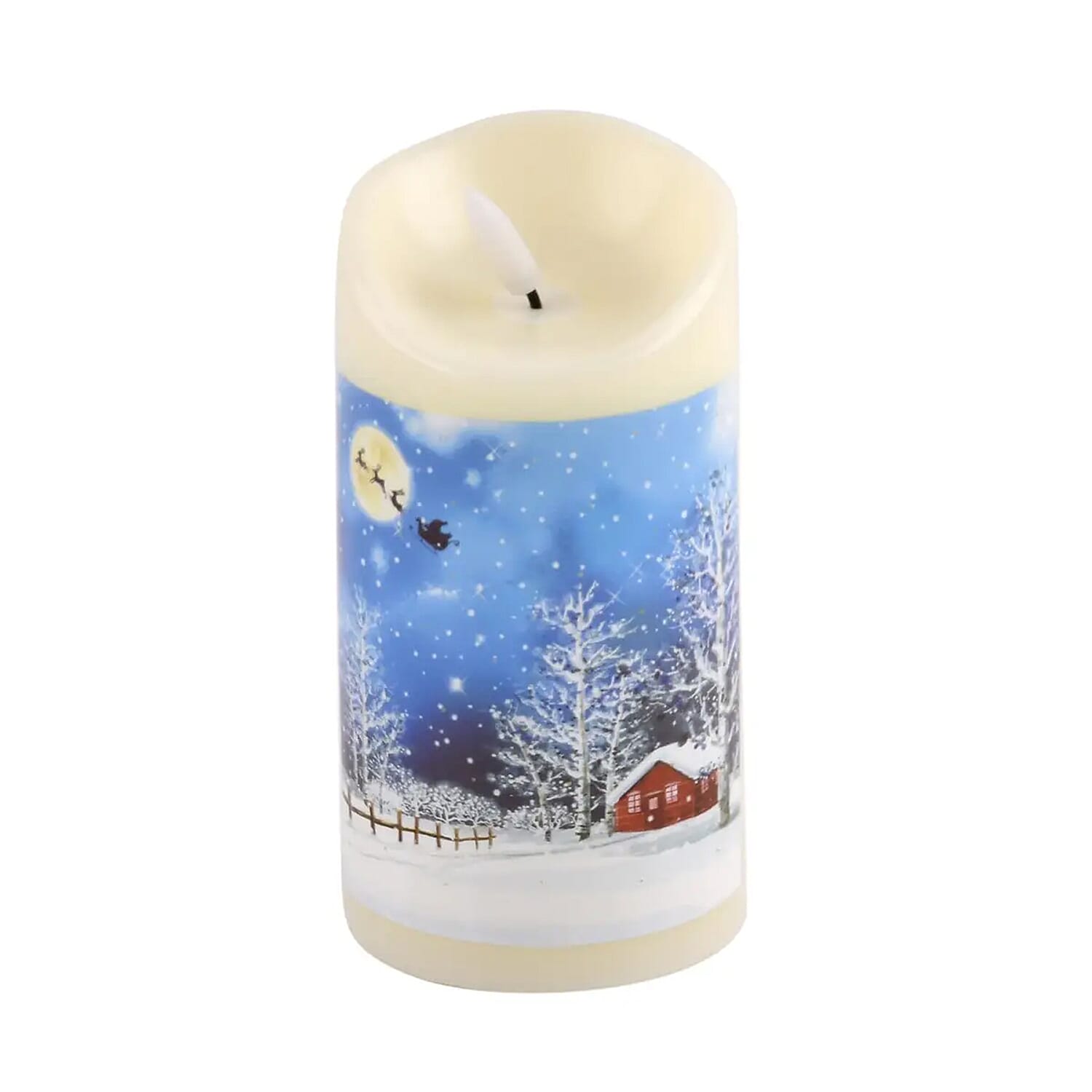 Christmas Theme Pattern Fiber Optic LED Candle Light (2.95"x2.95"x5.90") (3 AAA Battery Not Included)