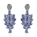 Tanzanite and White Zircon Earrings in Platinum Over Sterling Silver 3.60 ctw - Sticky add to cart bar