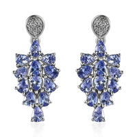 Tanzanite and White Zircon Earrings in Platinum Over Sterling Silver 3.60 ctw