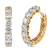 D'Joy White Moissanite (Rnd 5mm) Earrings in Rhodium Over Sterling Silver 7.60 ctw