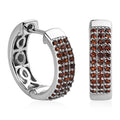 Mozambique Garnet Hoop Earrings in Platinum Over Sterling Silver 0.75 ctw - Sticky add to cart bar