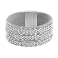 White Austrian Crystal Multi-Row Bracelet (7.50 In) in Silvertone - Sticky add to cart bar