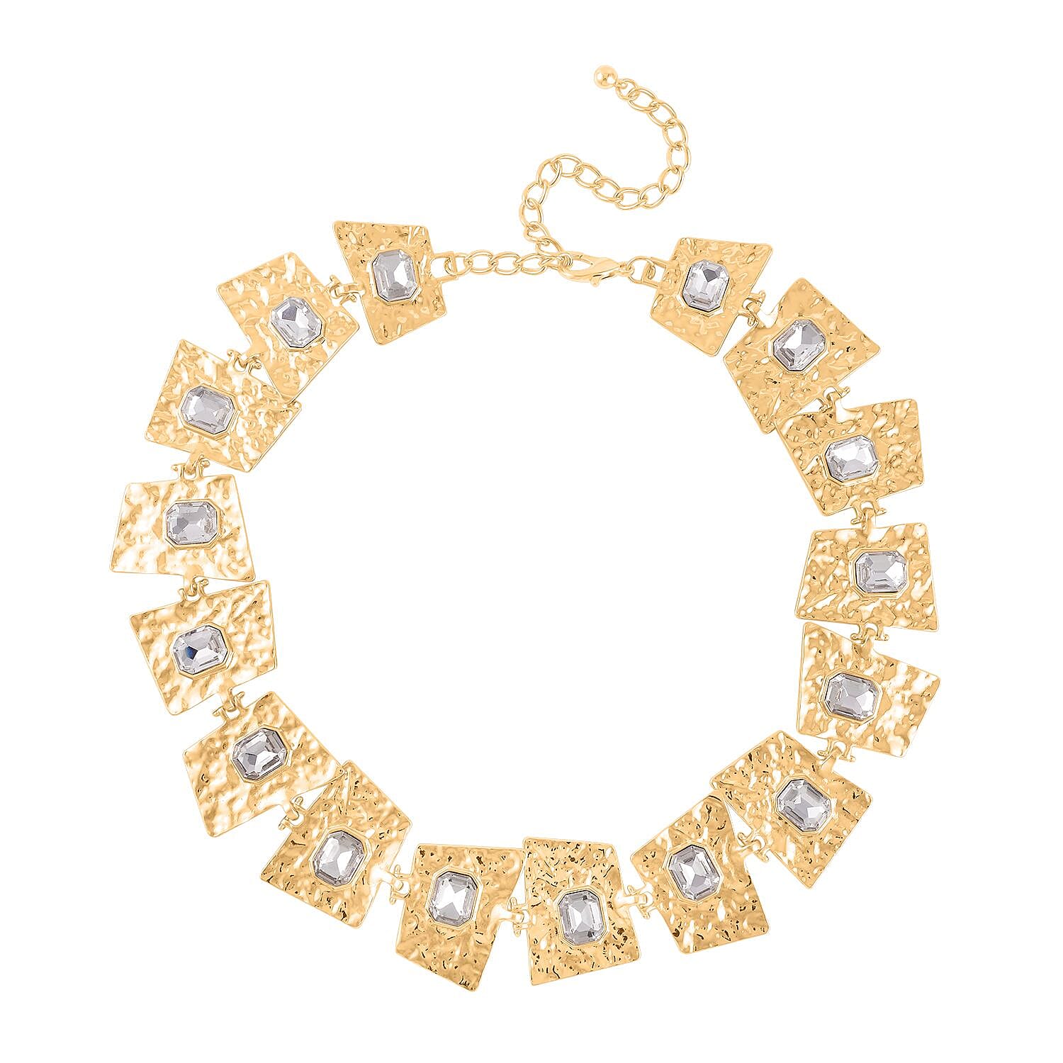 White Austrian Crystal Necklace (16-20 Inches) in Silvertone
