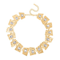 White Austrian Crystal Necklace (16-20 Inches) in Silvertone