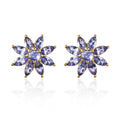 Premium Tanzanite Floral Stud Earrings in Vermeil Yellow Gold Over Sterling Silver 2.60 ctw - Sticky add to cart bar