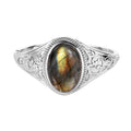 Malagasy Labradorite Bangle Bracelet in Stainless Steel (6.50 In) 33.50 ctw - Sticky add to cart bar
