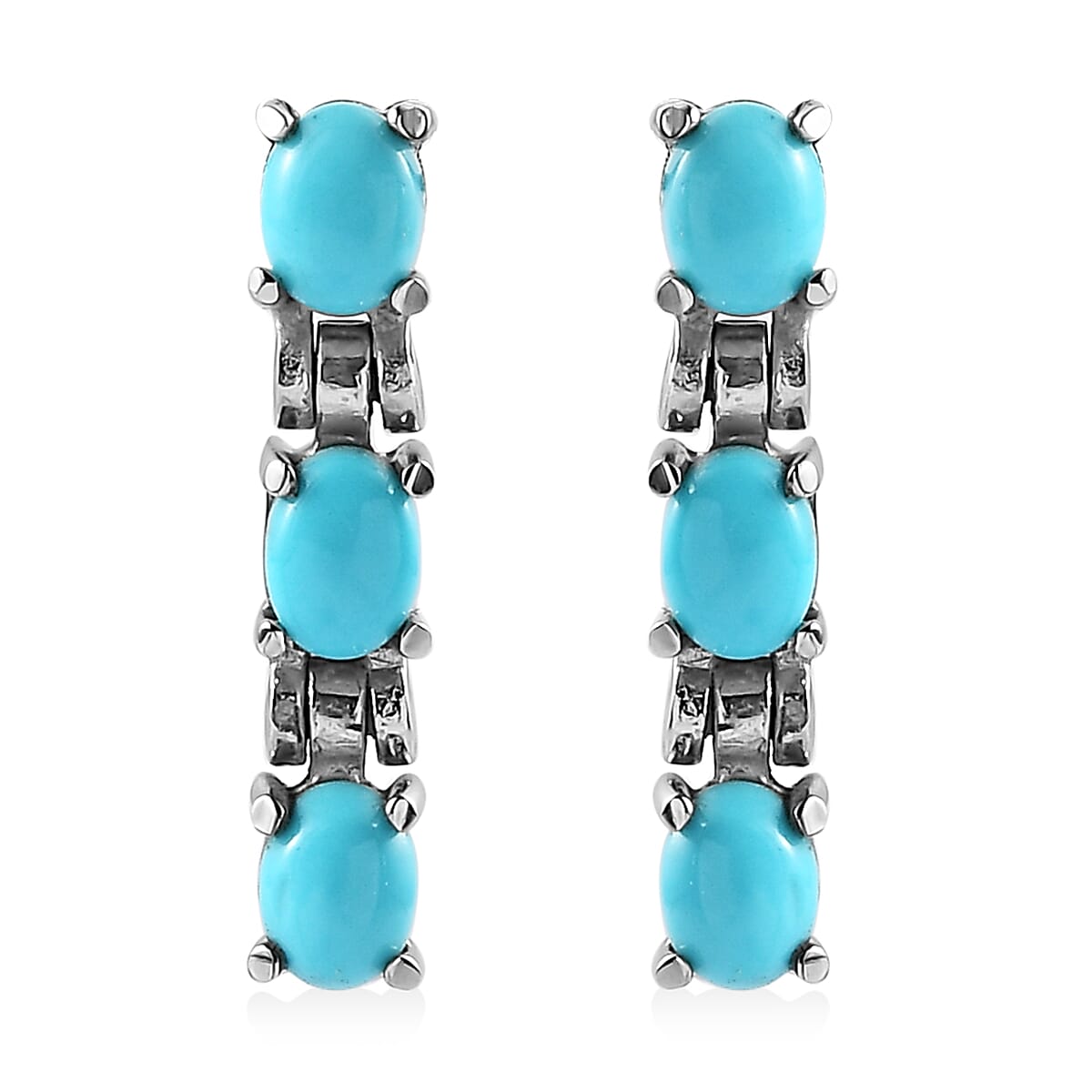 Sleeping Beauty Turquoise Dangle Earrings in Stainless Steel 1.00 ctw