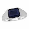 Madagascar Blue Sapphire (DF) and Moissanite Sunburst Ring in Platinum Over Sterling Silver 6.60 ctw - Sticky add to cart bar