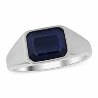 Madagascar Blue Sapphire (DF) and Moissanite Sunburst Ring in Platinum Over Sterling Silver 6.60 ctw