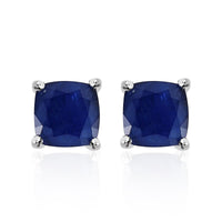 Madagascar Blue Sapphire (DF) Solitaire Stud Earrings in Platinum Over Sterling Silver 2.90 ctw