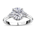 Moissanite (Rnd 8mm) Ring in Platinum Over Sterling Silver (Size 6.0) 1.80 ctw - Sticky add to cart bar