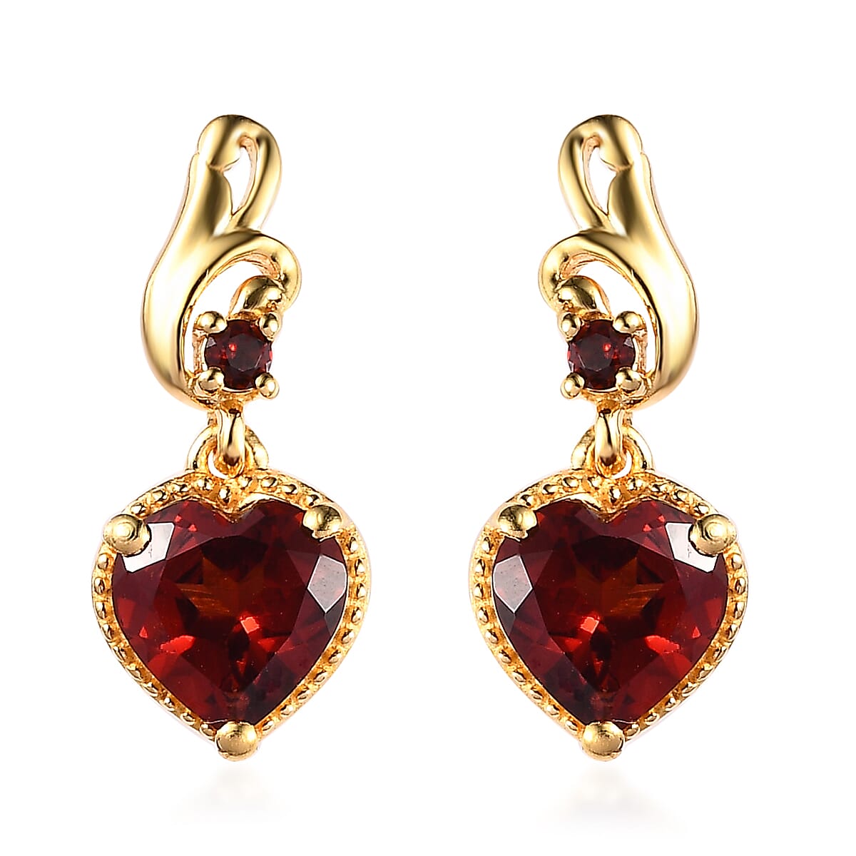 Mozambique Garnet Dangling Earrings in Vermeil Yellow Gold Over Sterling Silver 2.90 ctw
