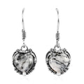 Artisan Crafted White Buffalo Heart Dangle Earrings in Sterling Silver 5.40 ctw - Sticky add to cart bar