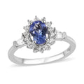 Tanzanite and White Zircon Ring in Platinum Over Sterling Silver 1.40 ctw - Sticky add to cart bar