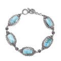 Artisan Crafted Larimar and Orissa Rhodolite Garnet Bracelet in Sterling Silver (8.00 In) 21.60 ctw - Sticky add to cart bar