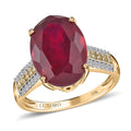 Luxoro 10K Yellow Gold Premium Niassa Ruby (FF), I3 Natural Yellow and White Diamond Ring (Size 10.0) 9.00 ctw - Sticky add to cart bar