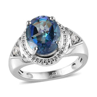 aris Cuckoo Flower Mystic Quartz and White Zircon Ring in Platinum Bond 2.60 ctw
