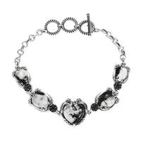 Artisan Crafted White Buffalo Toggle Clasp Heart Bracelet in Sterling Silver (7.25 In) 23.75 ctw