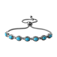 Sleeping Beauty Turquoise Bolo Bracelet in Stainless Steel 1.50 ctw