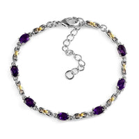Karis African Amethyst Bracelet in 18K YG Plated and Platinum Bond (6.50-8.00In) 3.10 ctw
