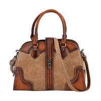 Khaki Faux Leather Crossbody Bag (14.8"x4.7"x10.6") with Adjustable Strap
