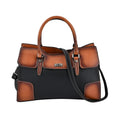 Black Faux Leather Crossbody Bag (14.6"x4.7"x10") with Adjustable Strap - Sticky add to cart bar