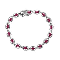 Niassa Ruby (FF) 9.00 ctw Bracelet in Platinum Over Sterling Silver (7.50 In)