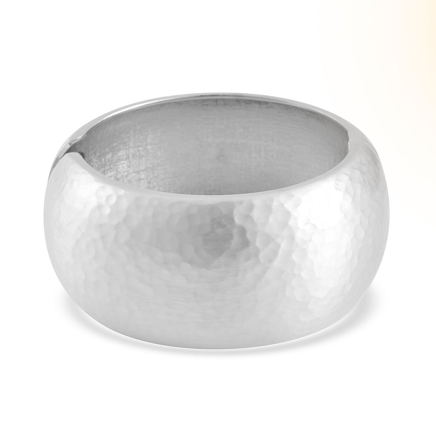 Bold Wide Bangle Bracelet in Silvertone (6.75 In)
