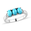 Sleeping Beauty Turquoise 3 Stone Ring in Stainless Steel 1.30 ctw - Sticky add to cart bar