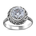 Bali Legacy 120 Facet Moissanite (Rnd 10mm) Ring in Sterling Silver (Size 6.0) 3.40 ctw - Sticky add to cart bar