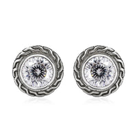 Bali Legacy 120 Facet Moissanite Stud Earrings in Sterling Silver 3.60 ctw