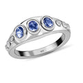 Tanzanite, White Zircon Ring in Platinum Over Sterling Silver (Size 8.0) 0.90 ctw - Sticky add to cart bar