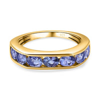 Tanzanite 1.24 ctw Band Ring in Vermeil Yellow Gold Over Sterling Silver (Size 6.5)