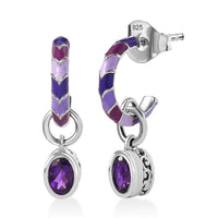 Premium African Amethyst Solitaire Stud Earrings in Rhodium Over Sterling Silver 0.85 ctw