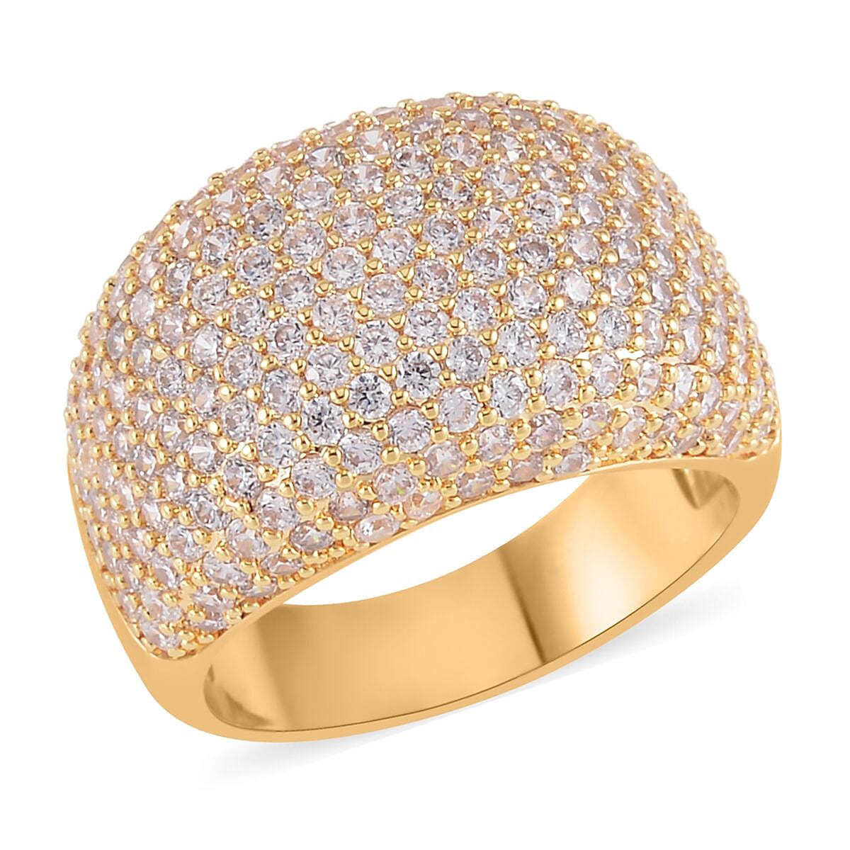 Simulated Diamond Dome Ring in Goldtone (Size 10.0) 3.50 ctw